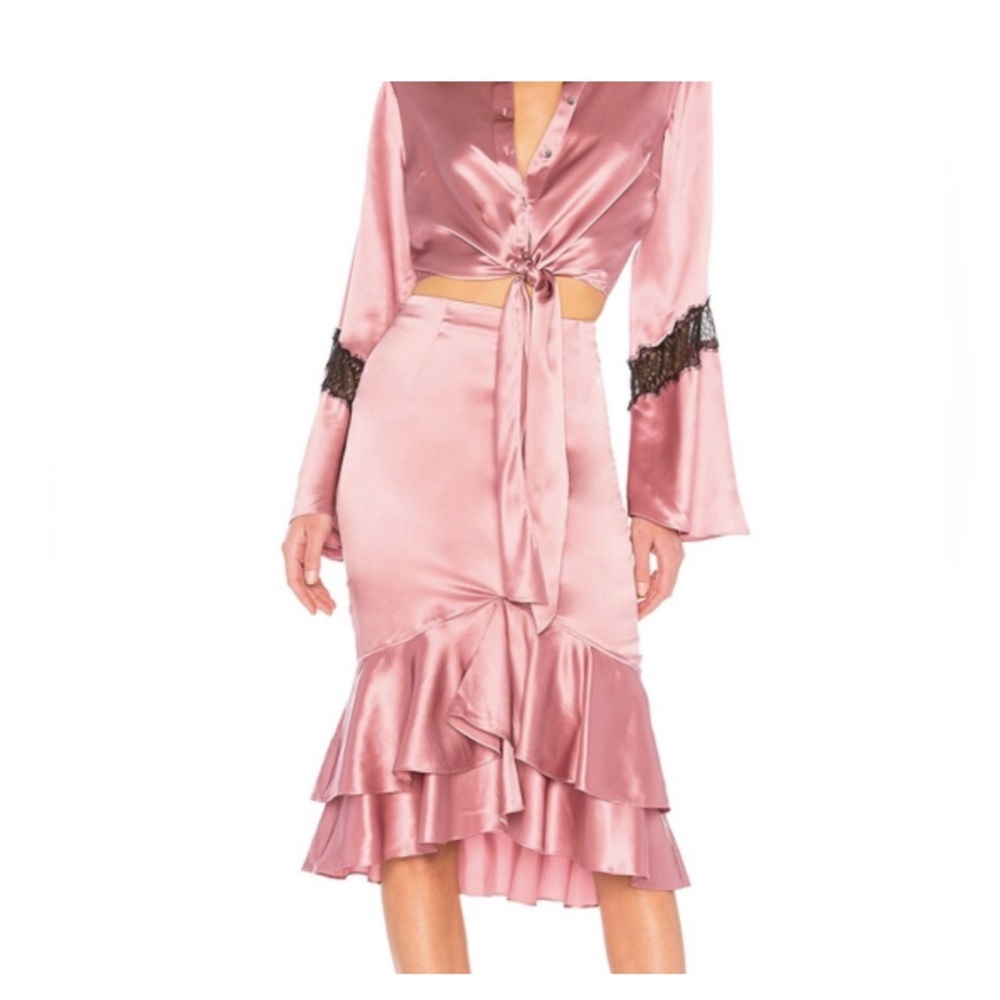 Cinq A Sept Anissa Midi Skirt In Tea Rose Size 2 Msrp $365